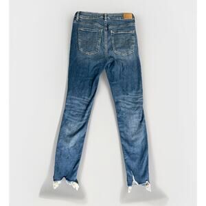 American Eagle Jeans Womens 4 Blue Skinny Distressed Denim Pants Super Hi Rise